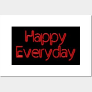 Happy Everyday Red Neon Posters and Art